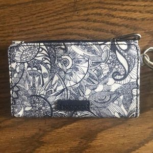 Sakroots mini keychain wallet navy and white